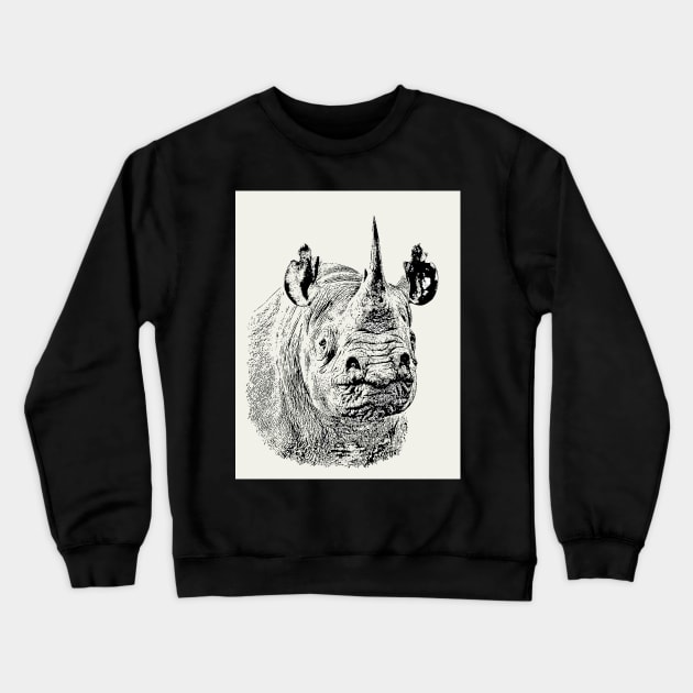 Endangered Black Rhino Portrait | African Wildlife Crewneck Sweatshirt by scotch